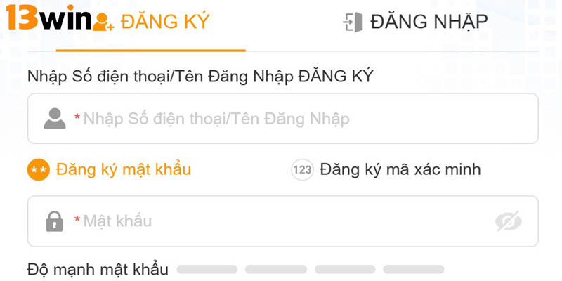 Đăng ký 13Win đơn giản, thực hiện nhanh chóng chỉ với 3 bước